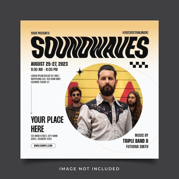 Vector festival music flyer square