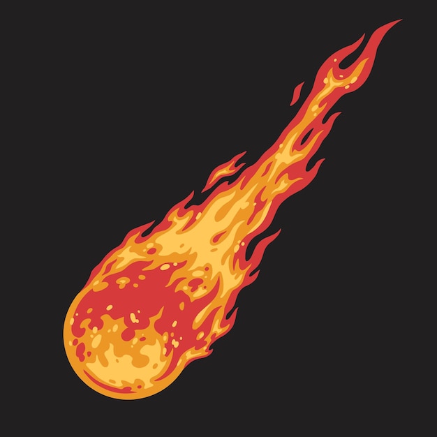 Vector fiery meteorite flat emblem colorful