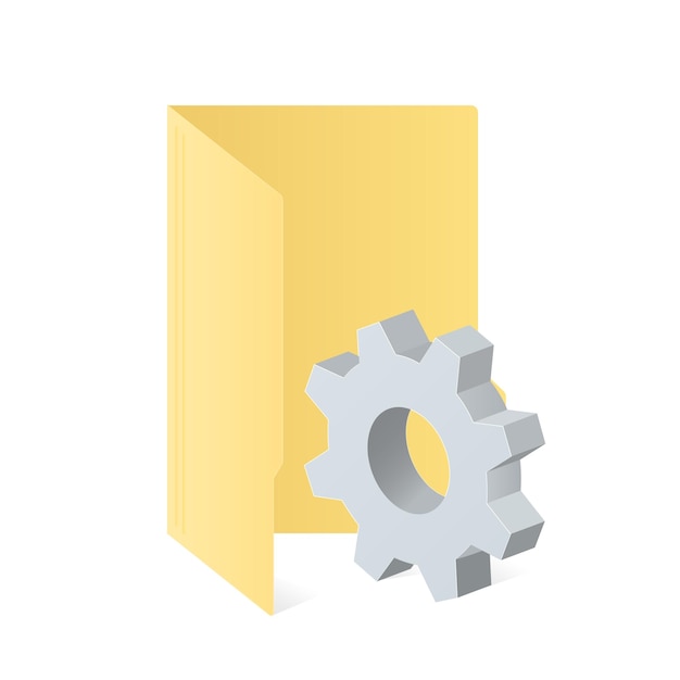 Vector file computer folder with gear icon settings icon or instruction. color folder