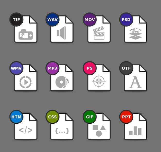 Vector file formats icon set