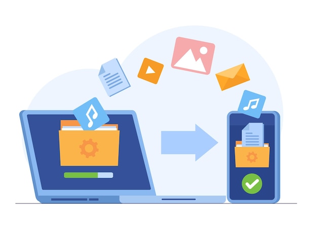 Vector file transfer files transferred encrypted form program for remote connection between two computers full access to remote files and folders data center concept based business organization web
