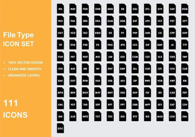 Vector file type style icons with white background free vector