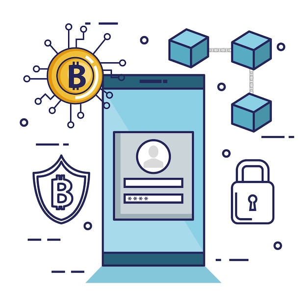 Vector finance with bitcoin icons