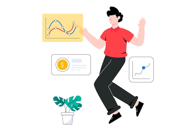 Vector financial statistics flat style design vector illustration. stock illustration