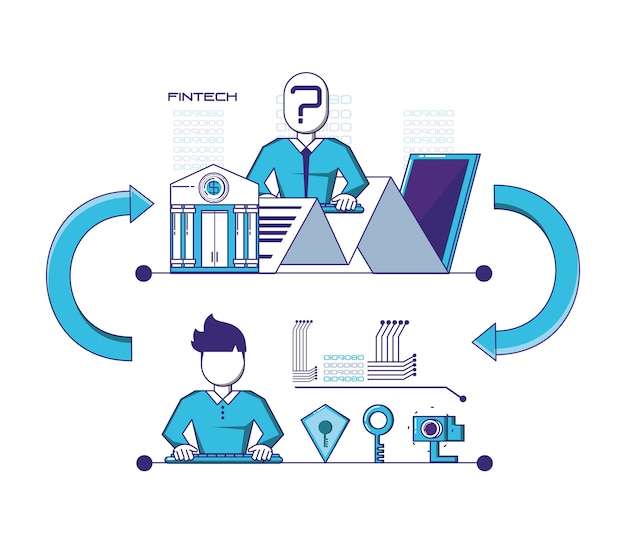 Vector financial technology set icons vector illustration design