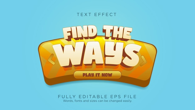 Vector find the ways game ui button text effect font type