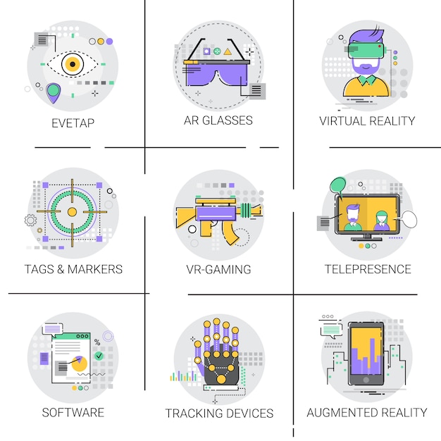 Vector finger tracking device access icon set 