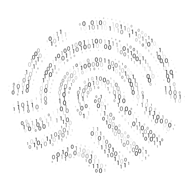 Vector fingerprint binary code. digital identification. data access or verification. vector illustration
