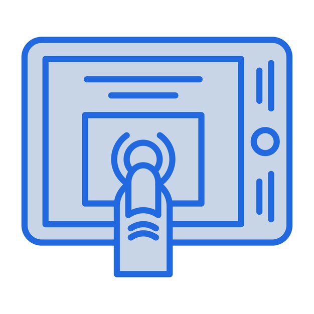 Vector fingerprint scanner blue tone illustration