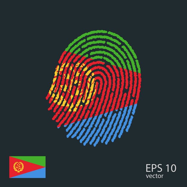 Vector fingerprint vector colored with the national flag of eritrea