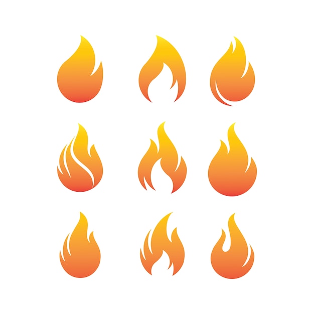 Vector fire flames, set logo design inspiration vector icons