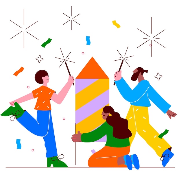 Vector firework new year illustration