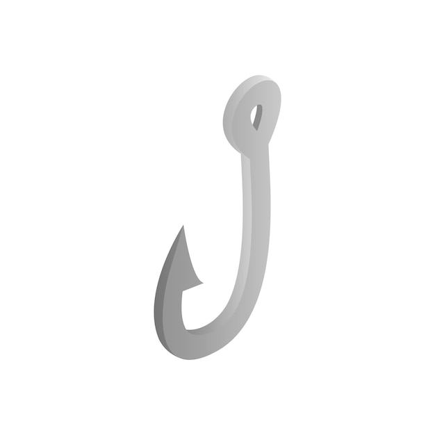 Vector fishing hook isometric 3d icon on a white background