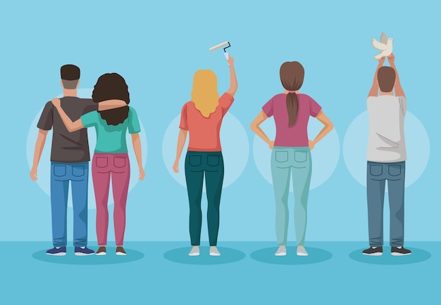 Vector five pacifists characters