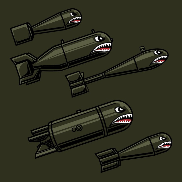 five vector bombs and different shapes