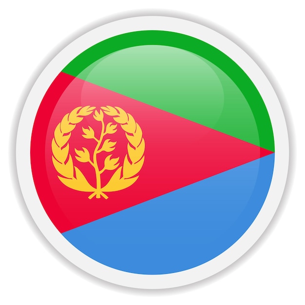 Vector flag of eritrea glossy round icon isolated on white background