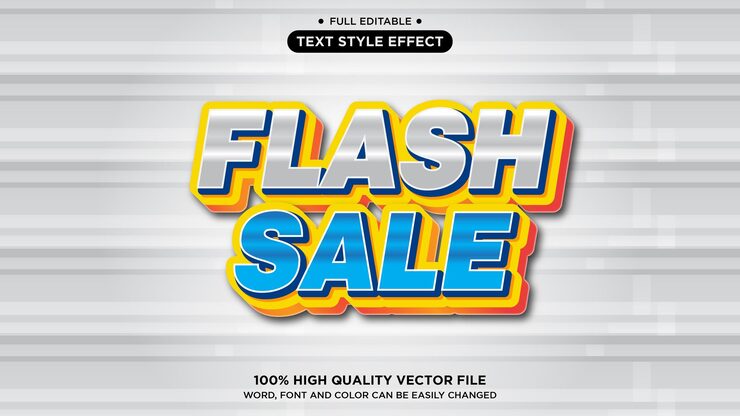 Flash sale modern text effect vector editable