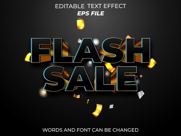 Vector flash sale text effect black letter font editable 3d text vector