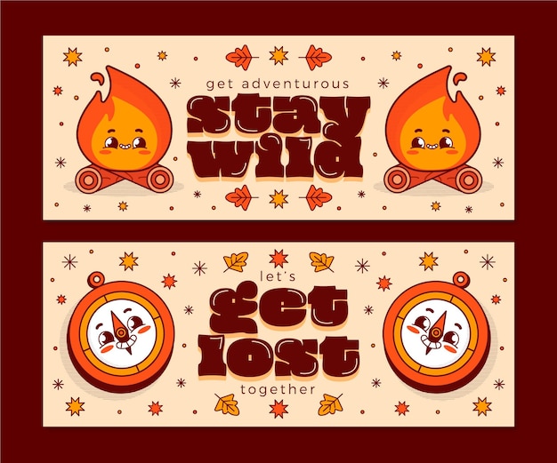 Vector flat adventure horizontal banners