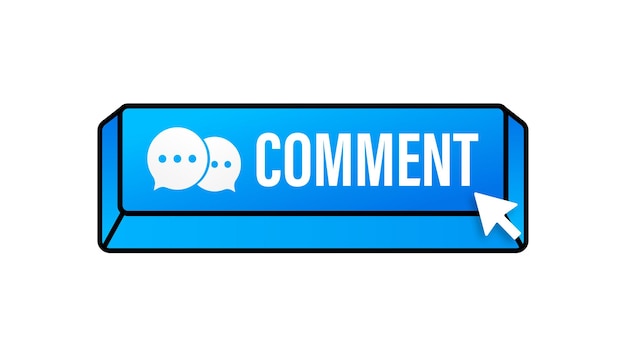 Vector flat blue comment button. flat vector. computer mouse click. navigation pointer.