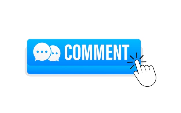 Vector flat blue comment button. flat vector. computer mouse click. navigation pointer.