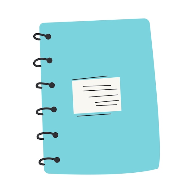 Vector flat blue notebook icon for school vector illustration