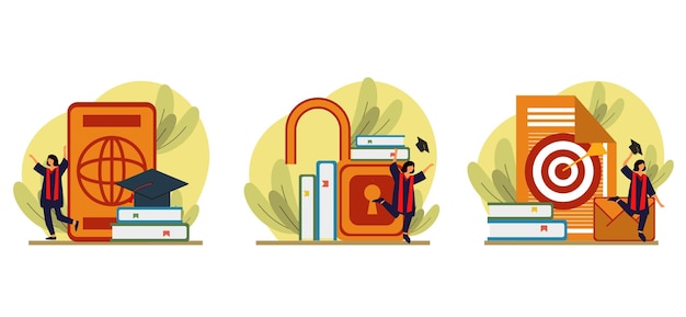 Vector flat bundle graduation design illustration