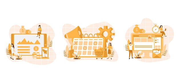 Vector flat bundle marketing yellow design illustration