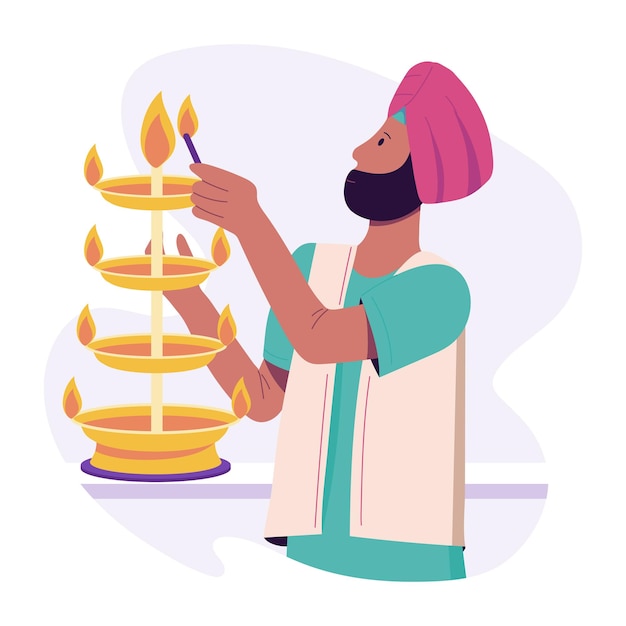 Vector a flat character illustration of tier lamp