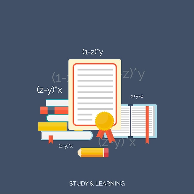 Vector flat concept education background back to school distance learning study in univercity