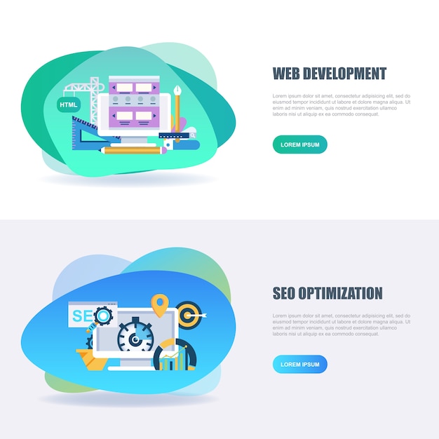 Vector flat concept web development and seo
