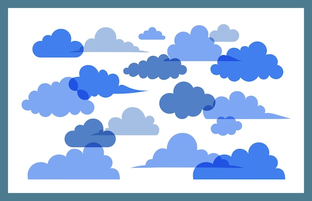 Vector flat design cloud shape collection set