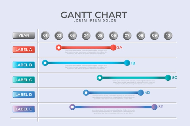 Vector flat design gradient gantt chart
