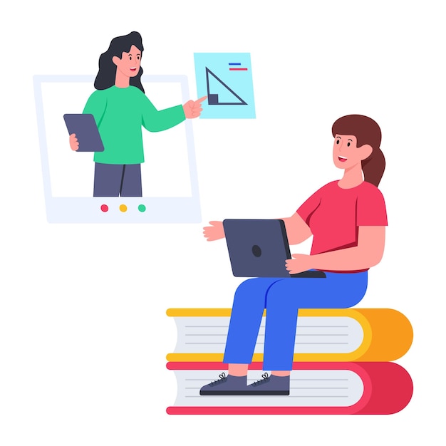 Vector flat design illustration of elearning