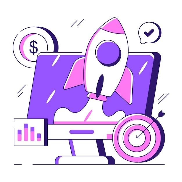 Vector an flat design illustration of system launch