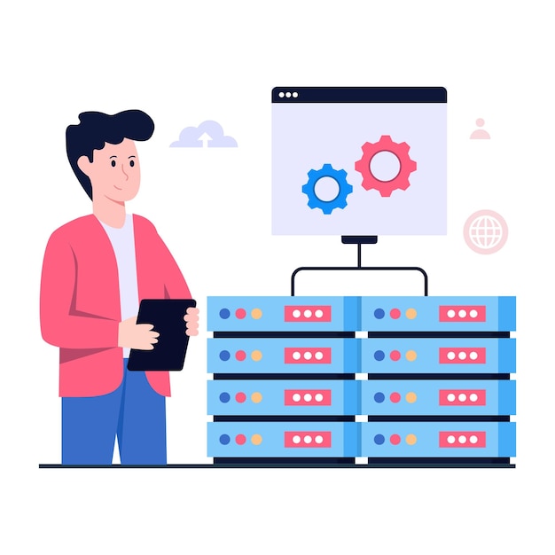 Vector flat design illustration of web hosting