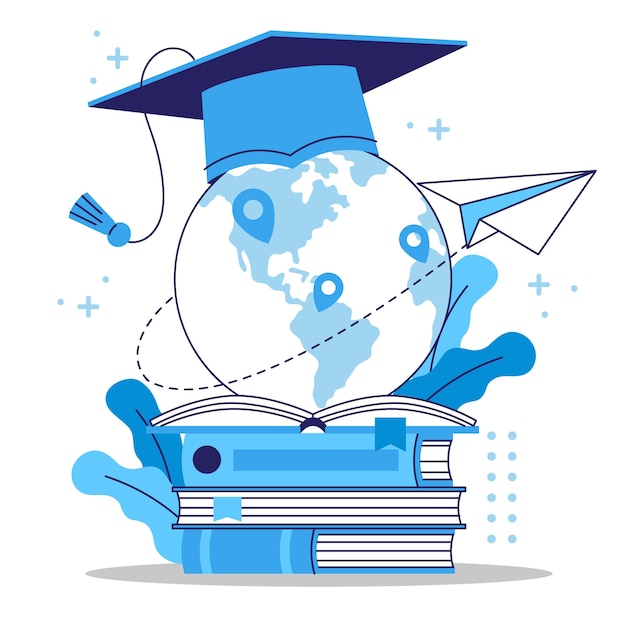 Vector flat design study abroad illustration