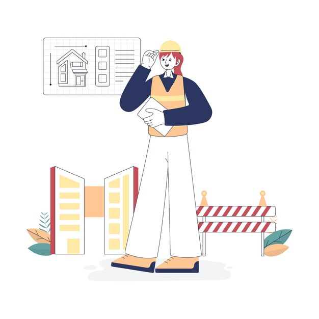 Vector flat illustration colorful occupation engineer