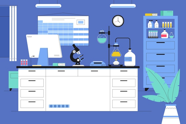 Vector flat illustration laboratory room