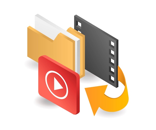 Vector flat isometric concept illustration move videos from folder