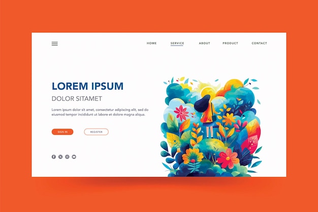 Vector flat landing page template