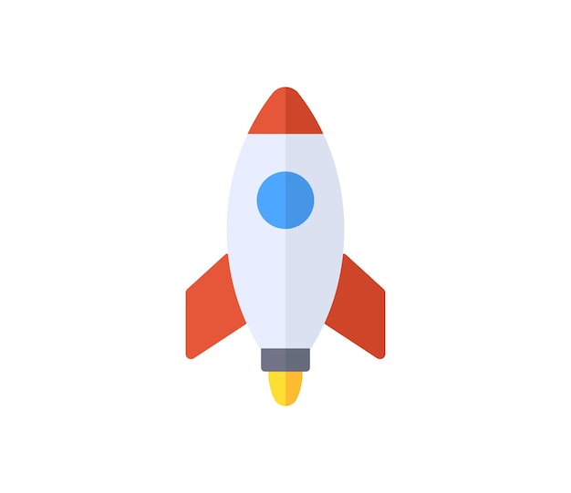 Vector flat rocket cartoon icon illustration