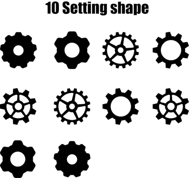 Vector flat setting shape setting flat color icon pack like setting cogs location setting timer settingicon