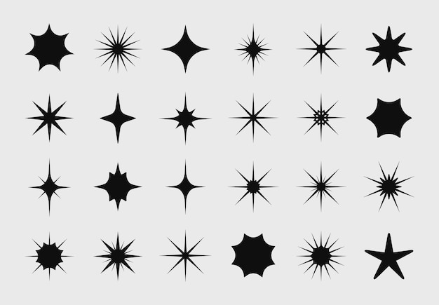 Vector flat sparkling y2k star element decoration vector illustration