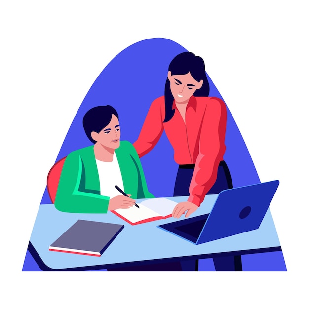 Vector a flat style illustration of a mentorship