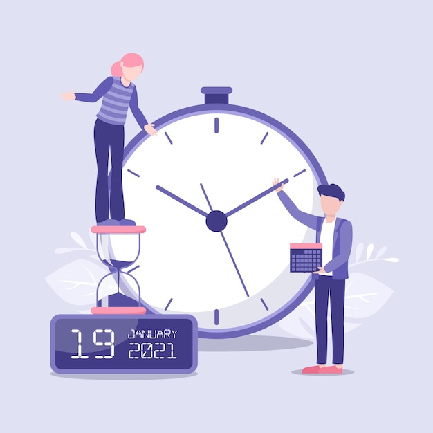 Vector flat time management concept illustrated