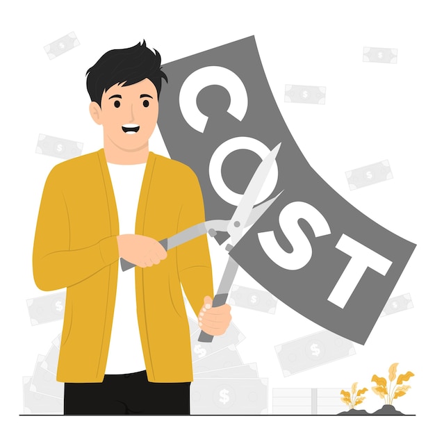Vector flat vector cost reduction or decrease expense