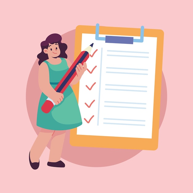 Vector flat vector people doing tasking illustration