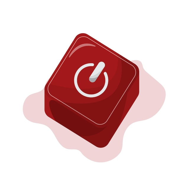 Vector flat vector red keyboard power button