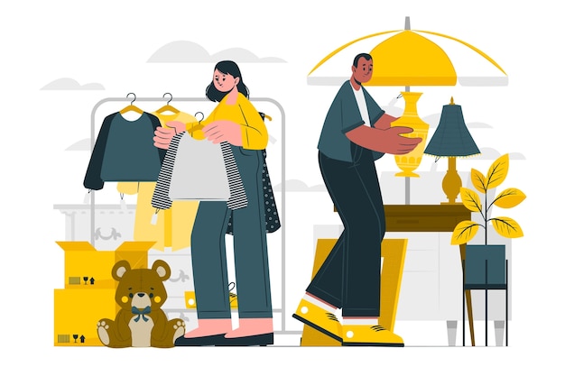 Vector flea market concept illustration